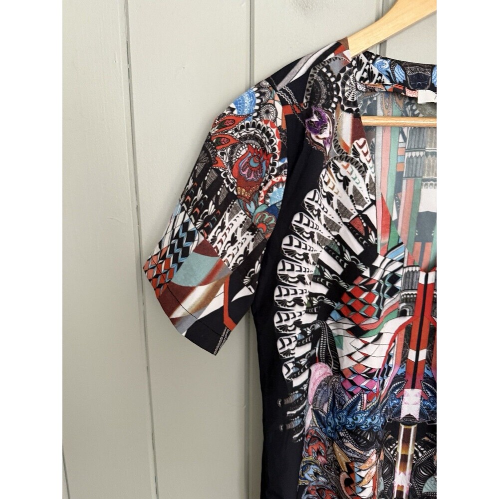Alexis Fidra Top XS V-Neck Short Sleeves Multicolor Chiffon Jewel Print - Picture 3 of 8